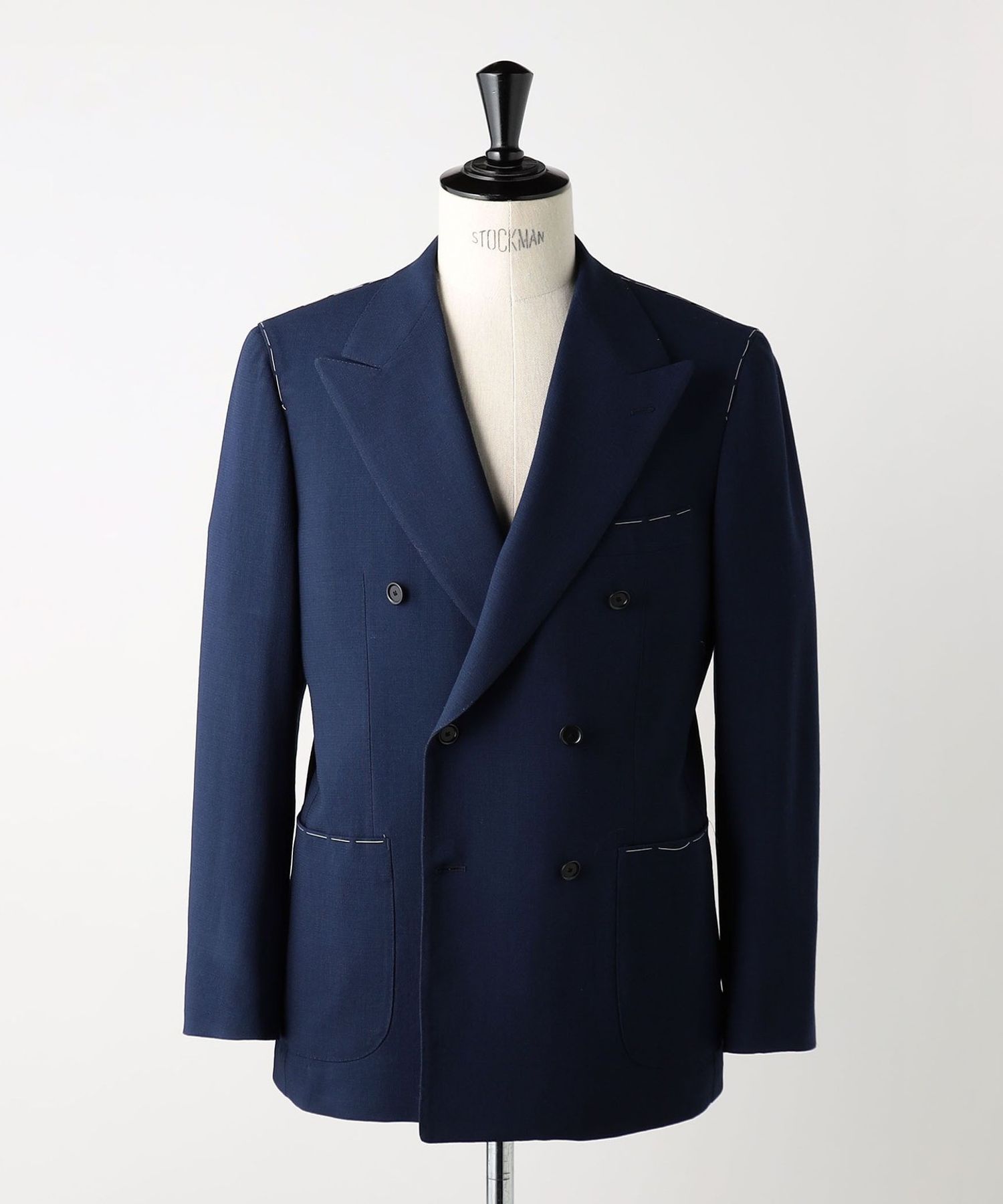 【NAVY】<SOVEREIGN>ファンシーウェーブ ハンドライン ダブル 6ボタン テーラードジャケット SOVEREIGN＞ファンシーウェーブ ハンドライン ダブル 6ボタン