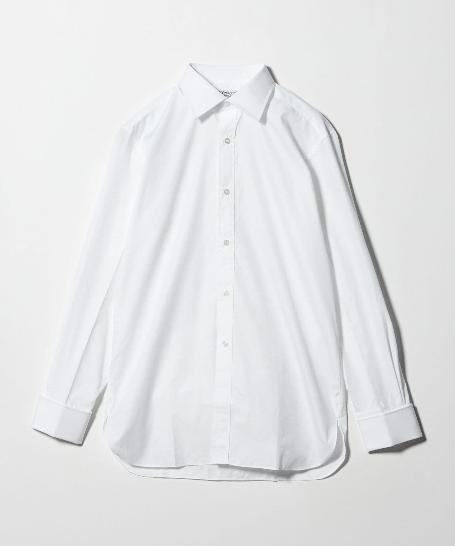 Charvet＞ホワイト ポプリン ダブルカフス シャツ