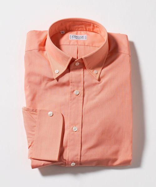 Charvet/＜Charvet＞オレンジ ミニチェック ボタンダウンシャツ/シャツ / ブラウス