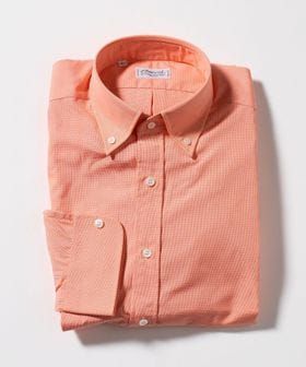 Charvet/＜Charvet＞オレンジ ミニチェック ボタンダウンシャツ/シャツ / ブラウス