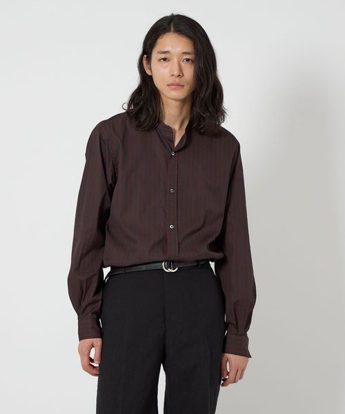【別注】＜HEUGN＞ ストライプ バンドカラー シャツ　25ss 別注】＜HEUGN＞ ストライプ バンドカラー シャツ