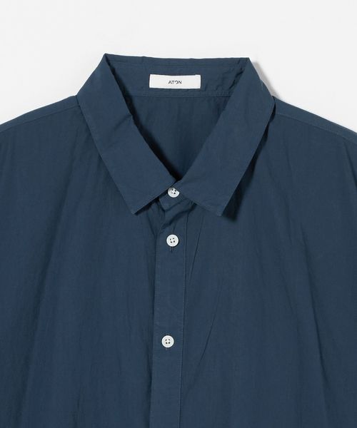 ATON for UNITED ARROWS シャツ ブルー ATON＞ OVERSIZED SHORT SLEEVE SHIRT/オーバーサイズ ショート
