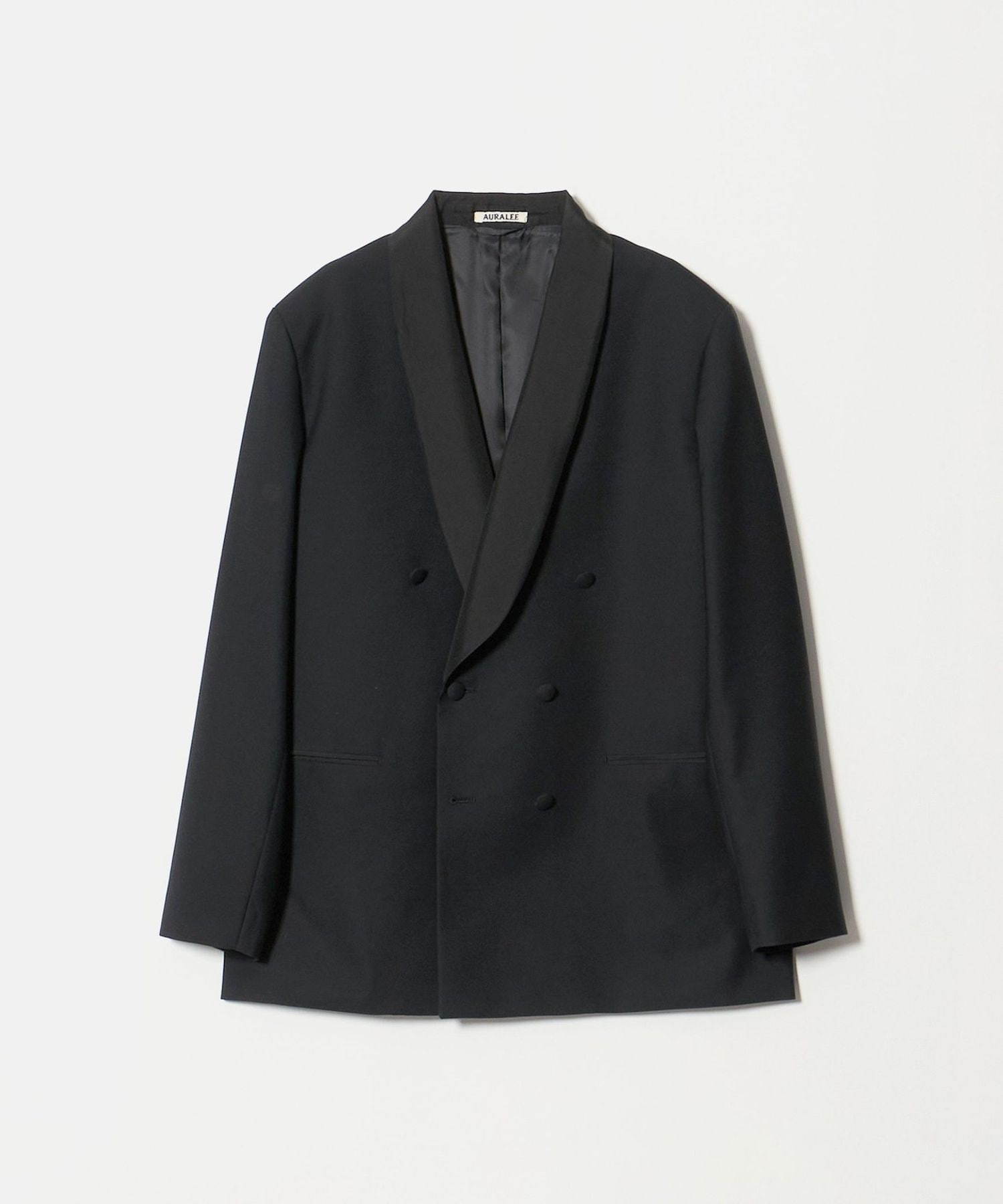 AURALEE＞HIGH DENSITY WOOL WORSTED SHAWL COLLAR JACKET/ショール