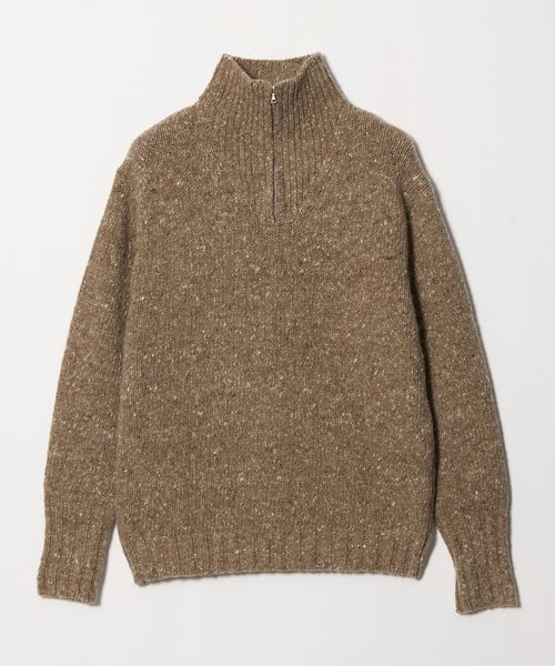 AURALEE/＜AURALEE＞LOW GAUGE HOMESPUN TWEED KNIT ZIP TURTLE/ホームスパン ジップ タートルネック ニット/ニット / セーター