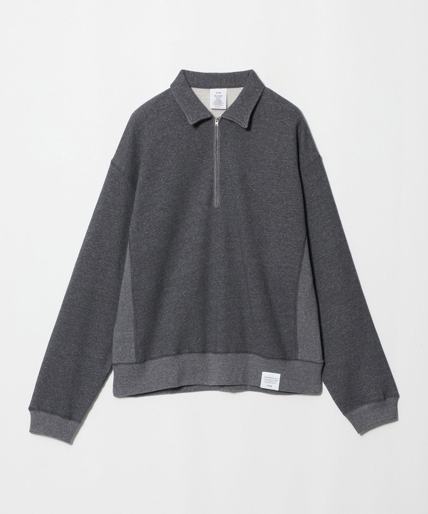 HYKE＞COLLARED SWEAT SHIRT/ハーフジップ スウェットシャツ