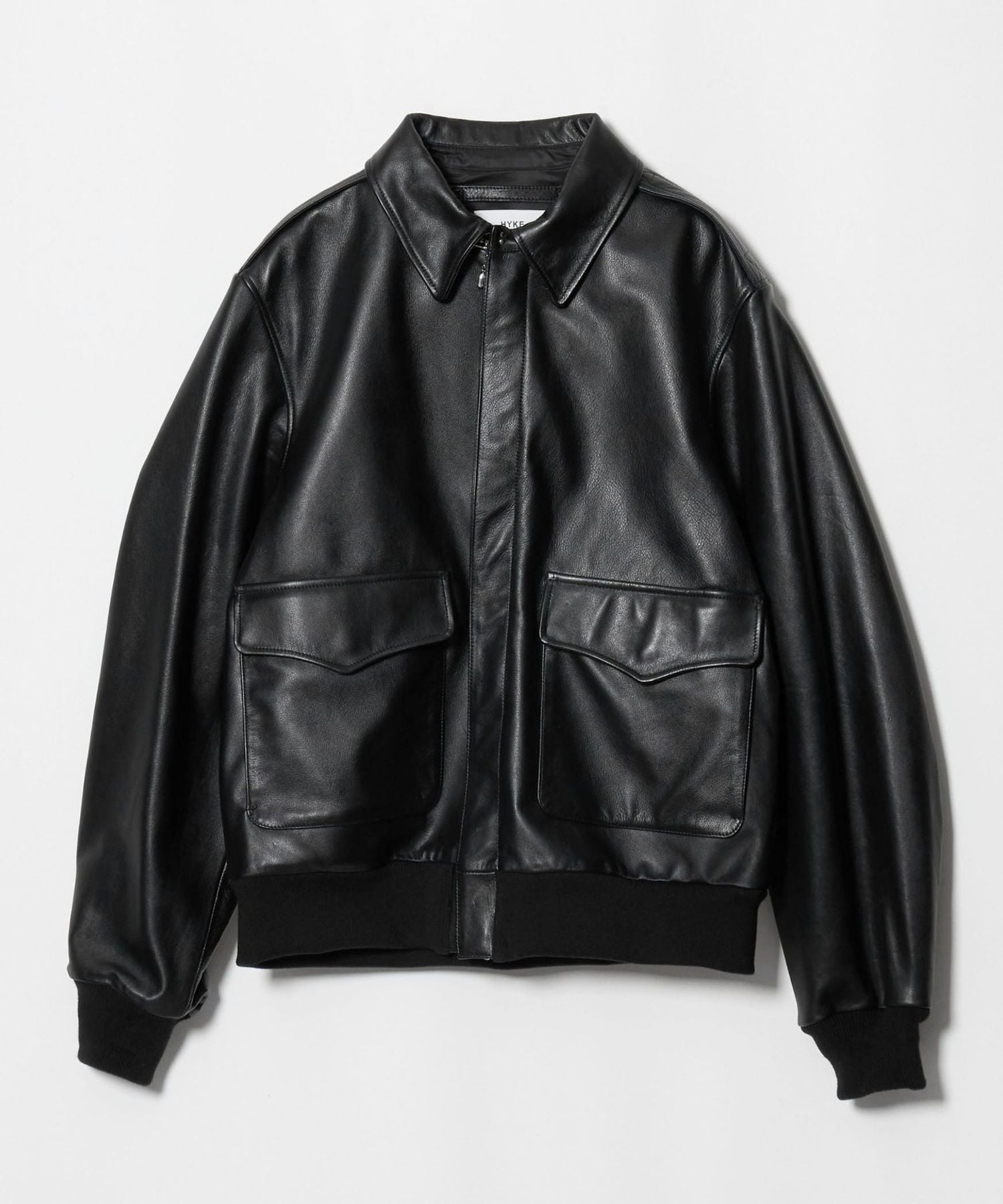 HYKE＞TYPE A―2 LEATHER FLIGHT JACKET/レザー フライトジャケット