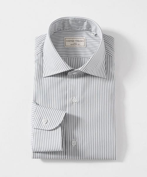 UNITED ARROWS/イージーケア AG  ブラックストライプ ワイドカラーシャツ 抗菌防臭/シャツ / ブラウス
