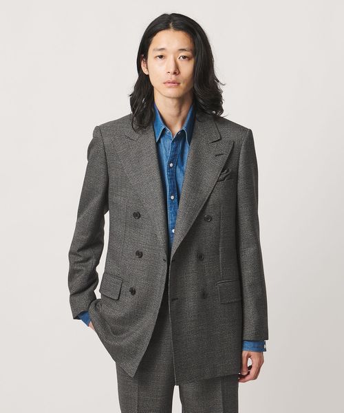UNITED ARROWS/ハウンドトゥース ダブル 6ボタン テーラードジャケット ヨコストレッチ/セットアップ ジャケット