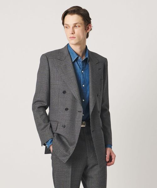 UNITED ARROWS/ハウンドトゥース ダブル 6ボタン テーラードジャケット ヨコストレッチ/セットアップ ジャケット