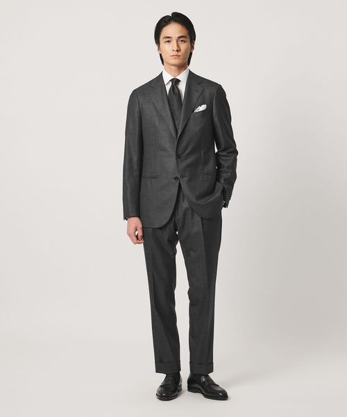 UNITED ARROWS/グレー シャークスキン シングル 3ボタン スーツ SーMODEL ヨコストレッチ 撥水/スーツ / セットアップ
