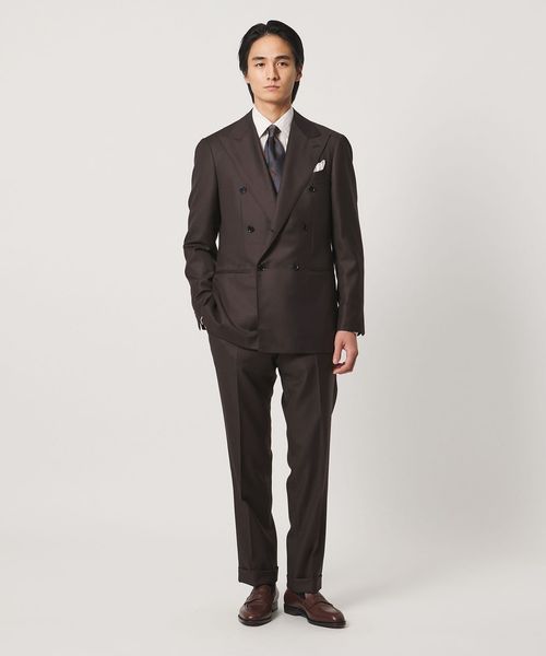 UNITED ARROWS/ブラウン シャークスキン ダブル 6ボタン スーツ MCーMODEL ヨコストレッチ/スーツ / セットアップ
