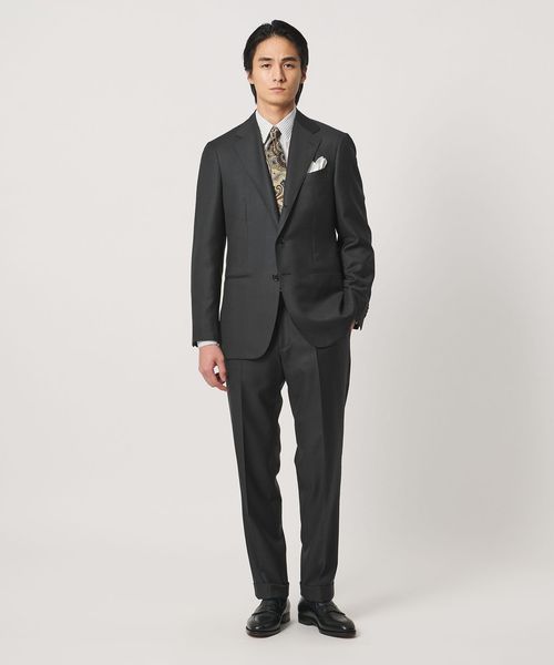 UNITED ARROWS/グリーン シャークスキン シングル 3ボタン スーツ MCーMODEL ヨコストレッチ/スーツ / セットアップ