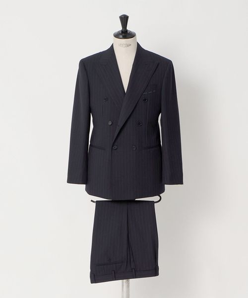 UNITED ARROWS/ネイビー ストライプ ダブル 6ボタン スーツ MCーMODEL/スーツ / セットアップ