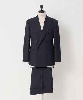 UNITED ARROWS/ネイビー ストライプ ダブル 6ボタン スーツ MCーMODEL/スーツ / セットアップ