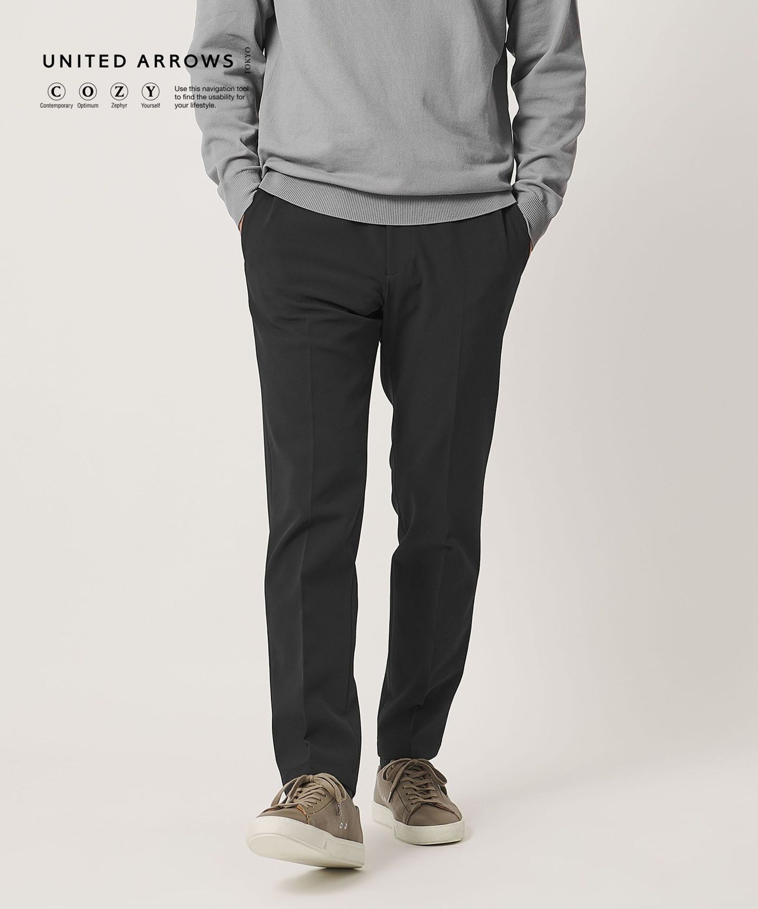 SPORTEX ノープリーツ テーパードパンツ UA COZY ウォッシャブル 2WAY
