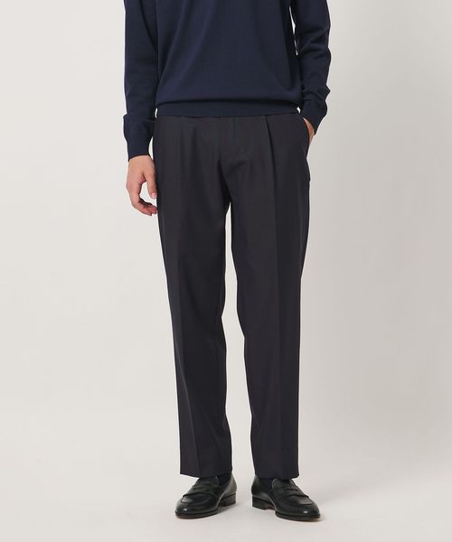 UNITED ARROWS/ツイル 1プリーツ テーパード イージー スラックス 2WAYストレッチ/スラックス