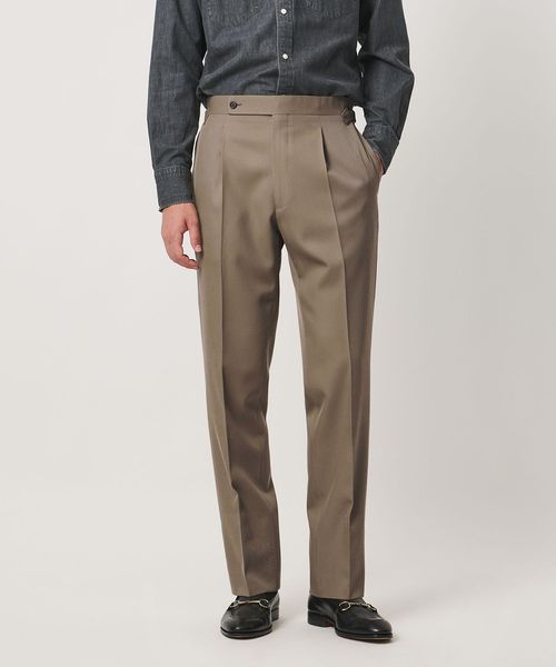 UNITED ARROWS/カバートクロス ツイル サイドアジャスター 1プリーツ テーパード スラックス/スラックス