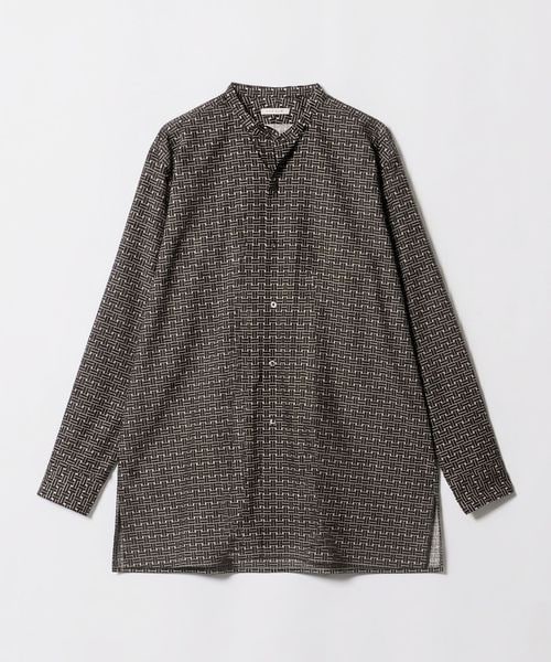 <HEUGN>MORRIS/ジオメトリック プリント バンドカラーシャツ