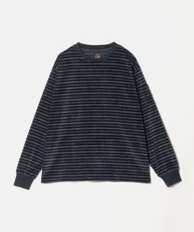 NEEDLES/＜NEEDLES＞Crew Neck Tee Stripe Velour/ベロア ボーダー ロングスリーブ Tシャツ/Tシャツ / カットソー