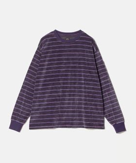 NEEDLES/＜NEEDLES＞Crew Neck Tee Stripe Velour/ベロア ボーダー ロングスリーブ Tシャツ/Tシャツ / カットソー