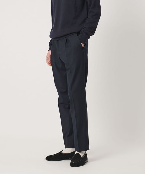 UNITED ARROWS/サイドシャーリング 1プリーツ スリムテーパード スラックス ヨコストレッチ/スラックス