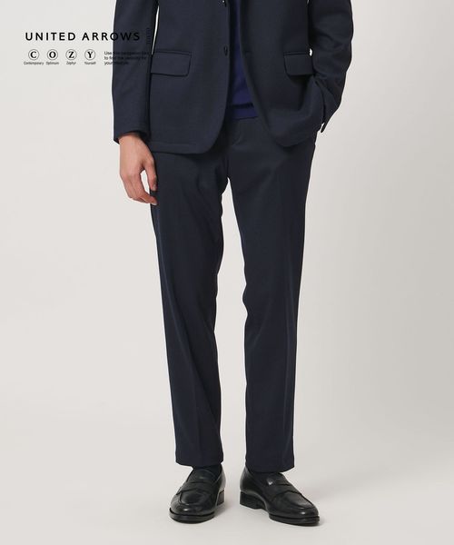 UNITED ARROWS/ハウンドトゥース ノープリーツ パンツ UA COZY ウォッシャブル ヨコストレッチ/スラックス