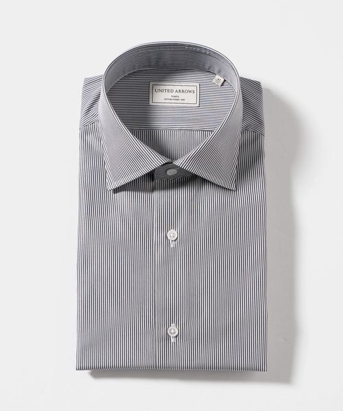 UNITED ARROWS/THOMAS MASON/トーマスメイソン ブラック ストライプ セミワイドカラー シャツ/シャツ / ブラウス