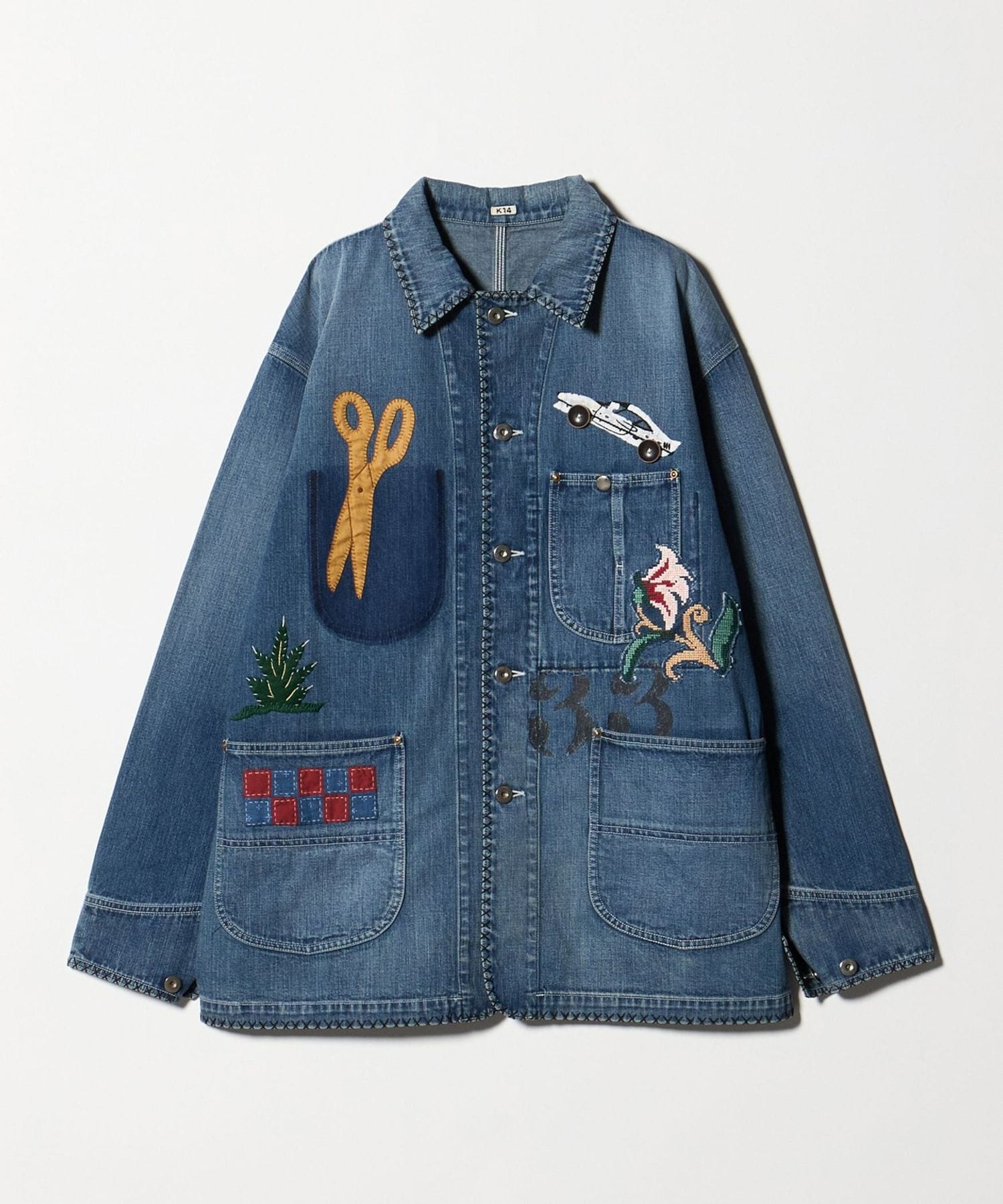 KHOKI＞Hand Embroidered Denim Coverall/エンブロイダリー デニム