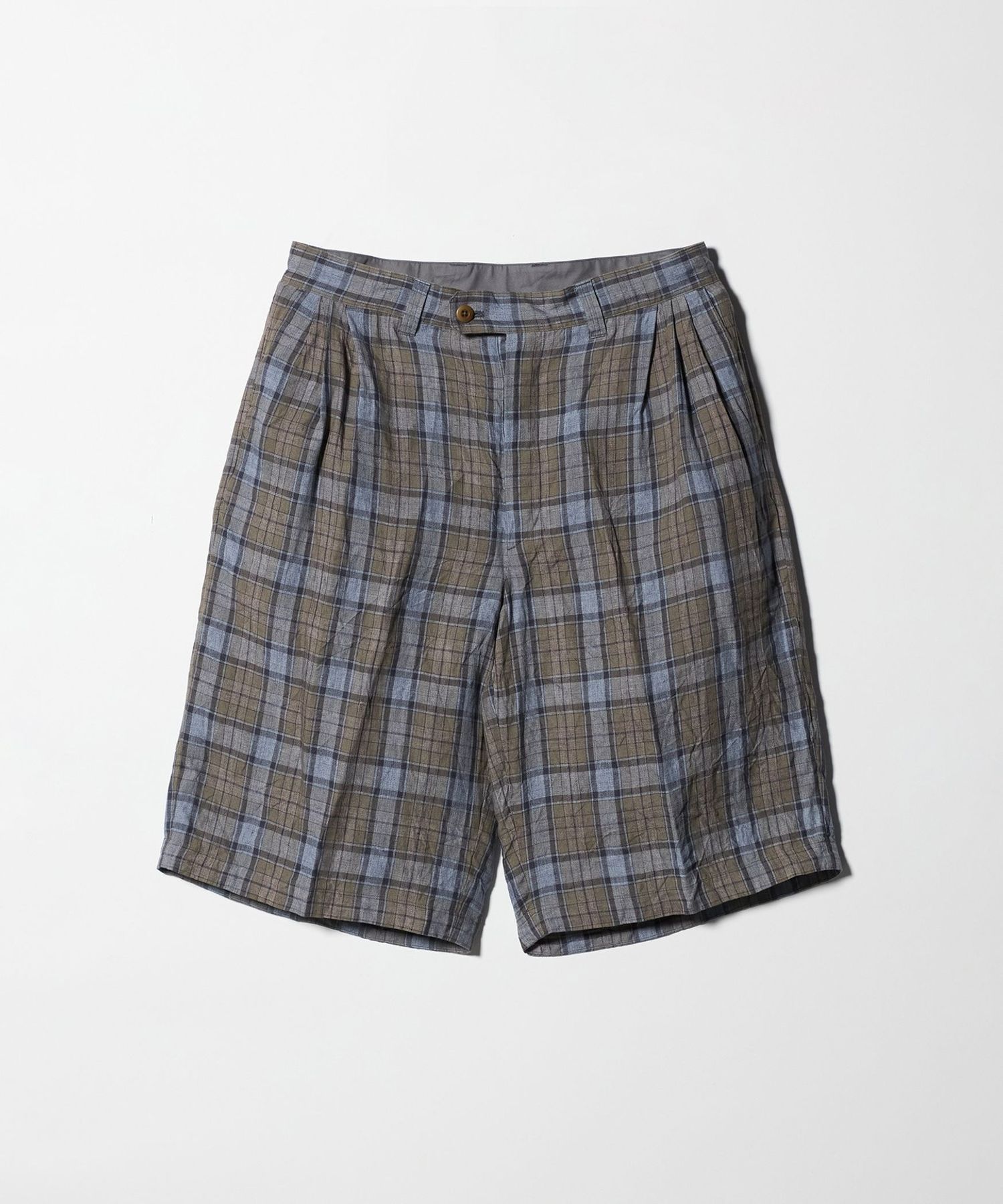 ts(s)＞Washed Tartan Plaid 3Tuck Baggy Shorts/タータンチェック 3