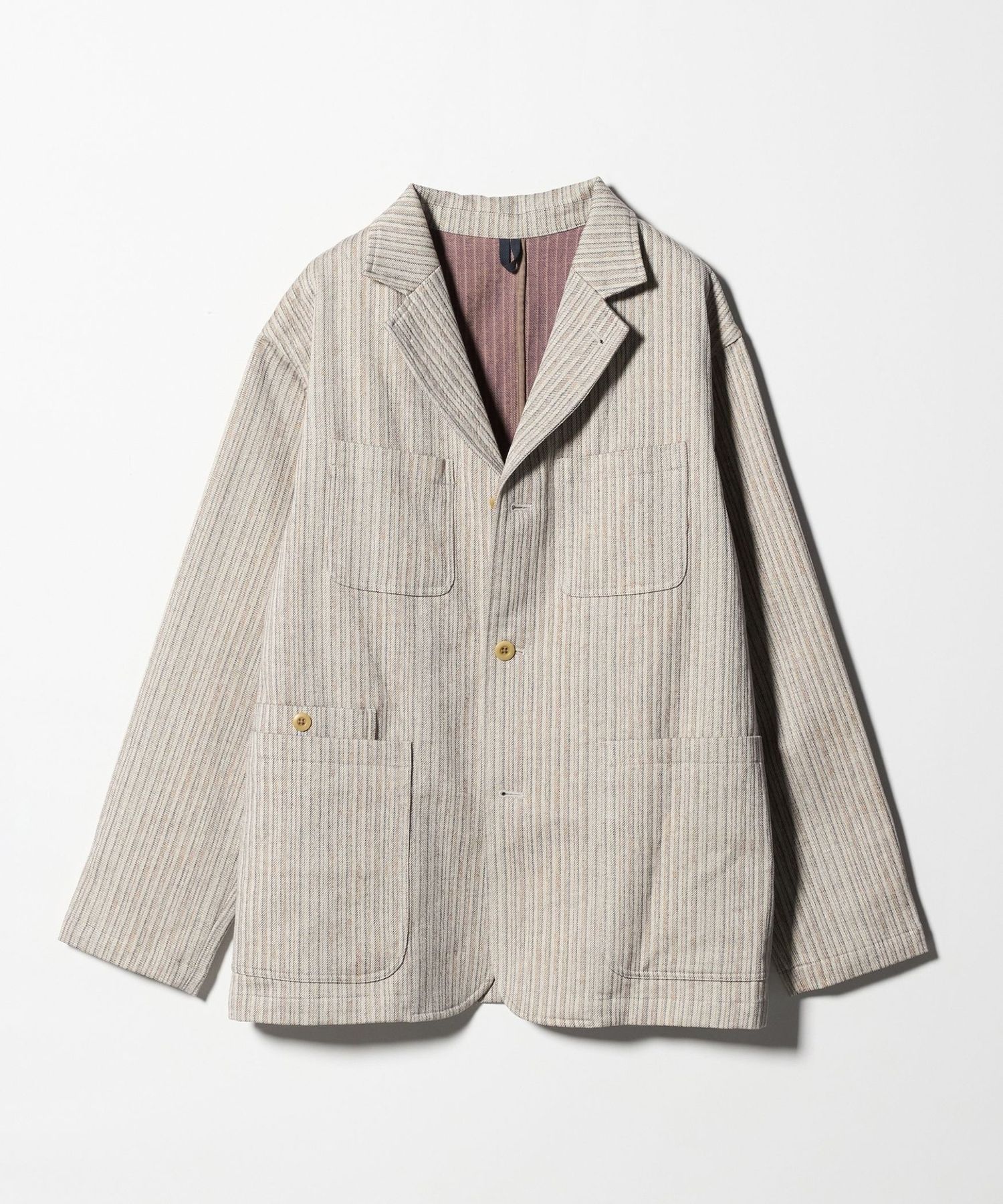 ts(s)＞Uneven Jacquard Cotton Twill Patch Pocket Jacket/ジャガード 