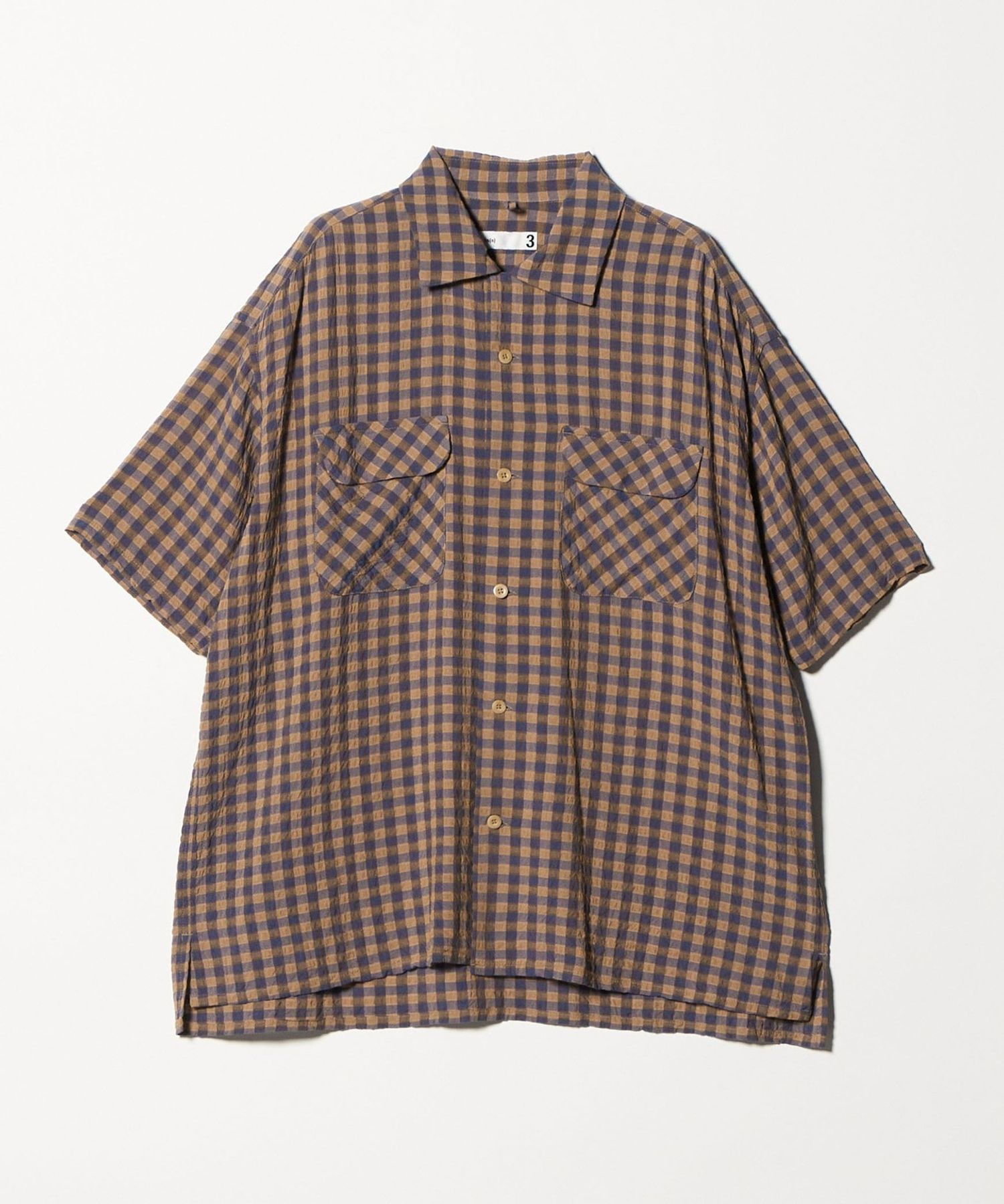 ts(s)＞Gingham Plaid Round Flap Pocket Short Sleeve Shirt/ショート 
