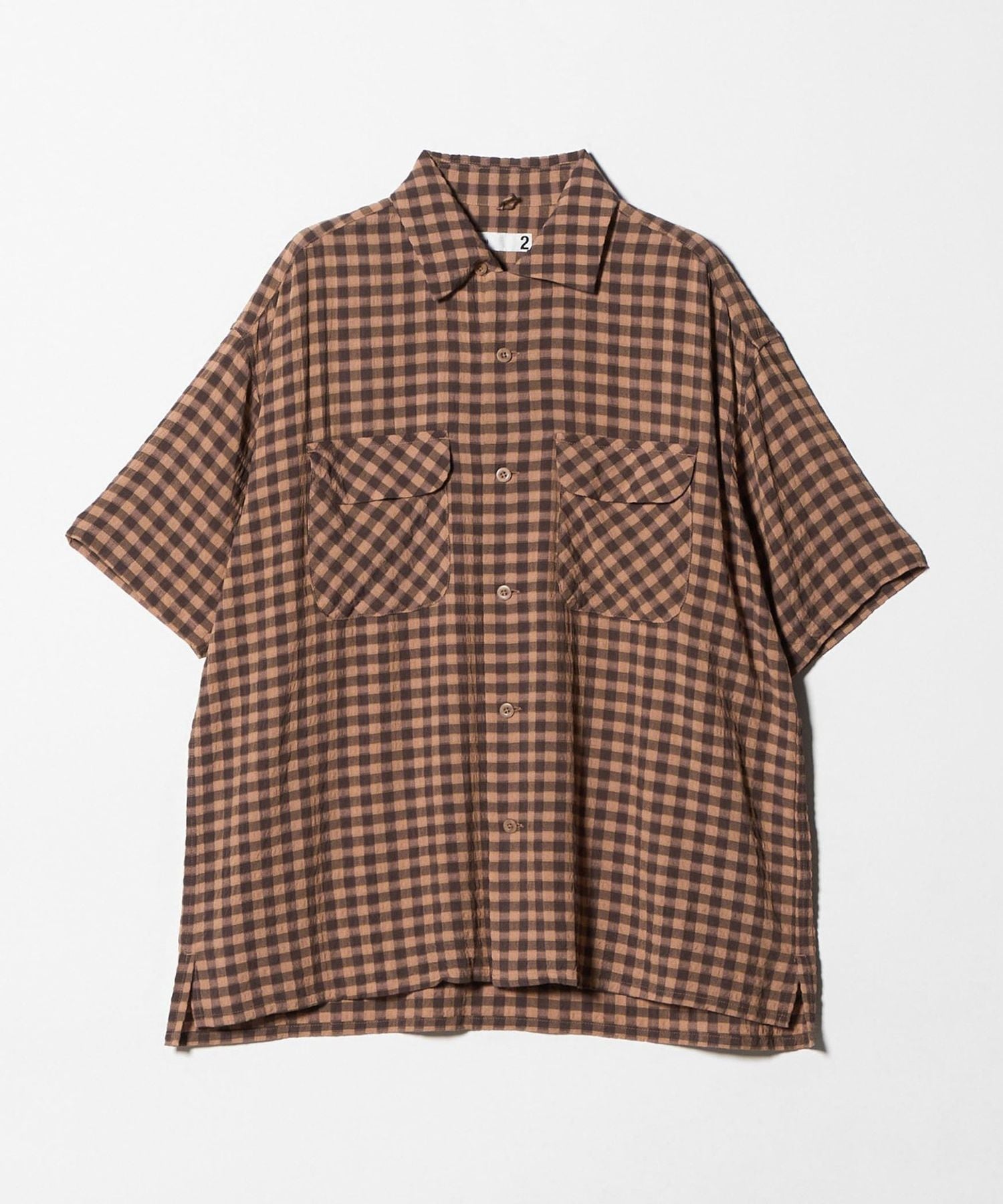 ts(s)＞Gingham Plaid Round Flap Pocket Short Sleeve Shirt/ショート