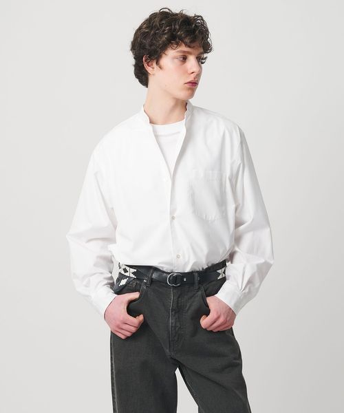 UNITED ARROWS/カリビアーナミルズ ポプリン バンドカラーシャツ/シャツ / ブラウス