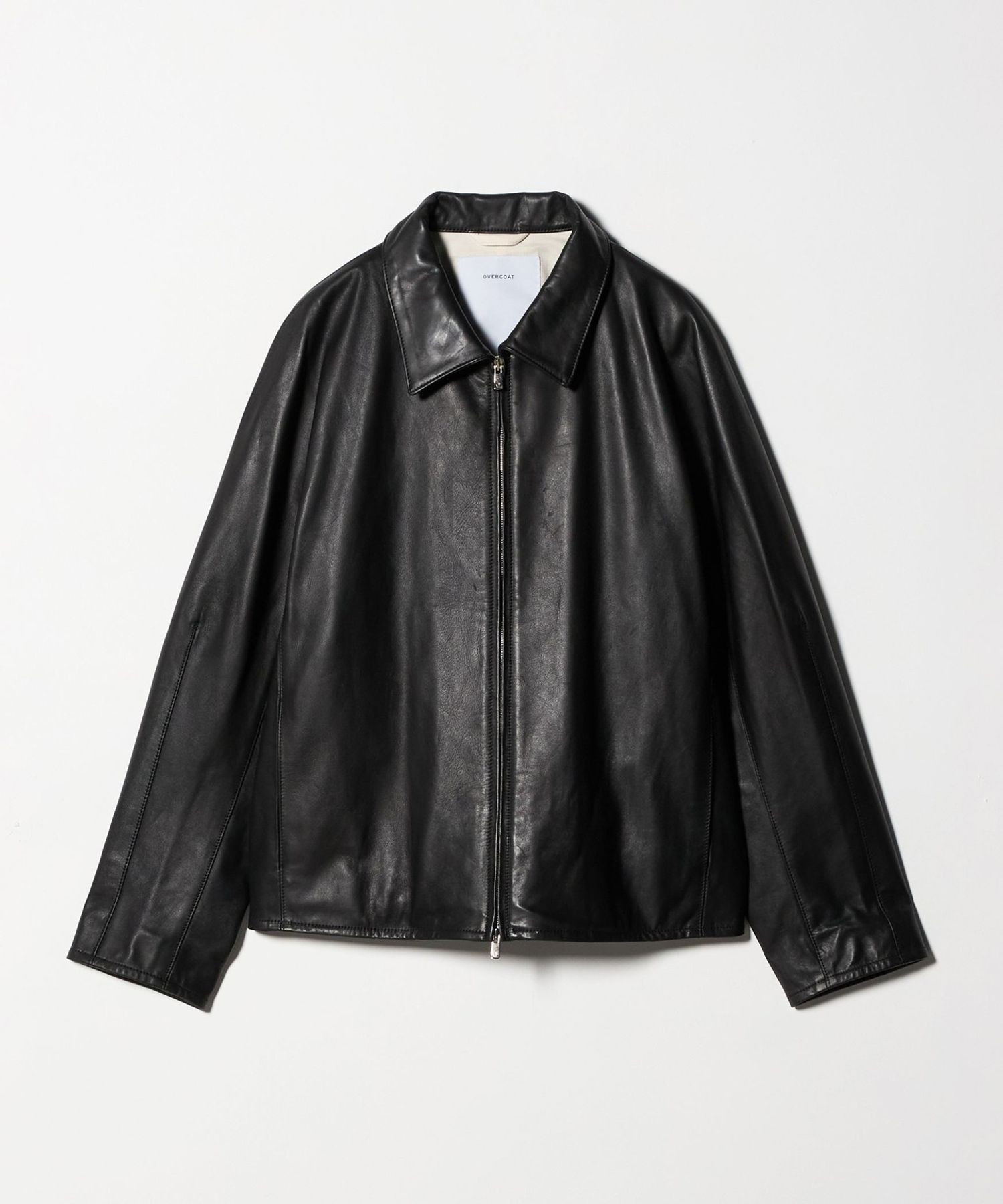 OVERCOAT＞ LEATHER ZIP BLOUSON/レザー ジップ ブルゾン
