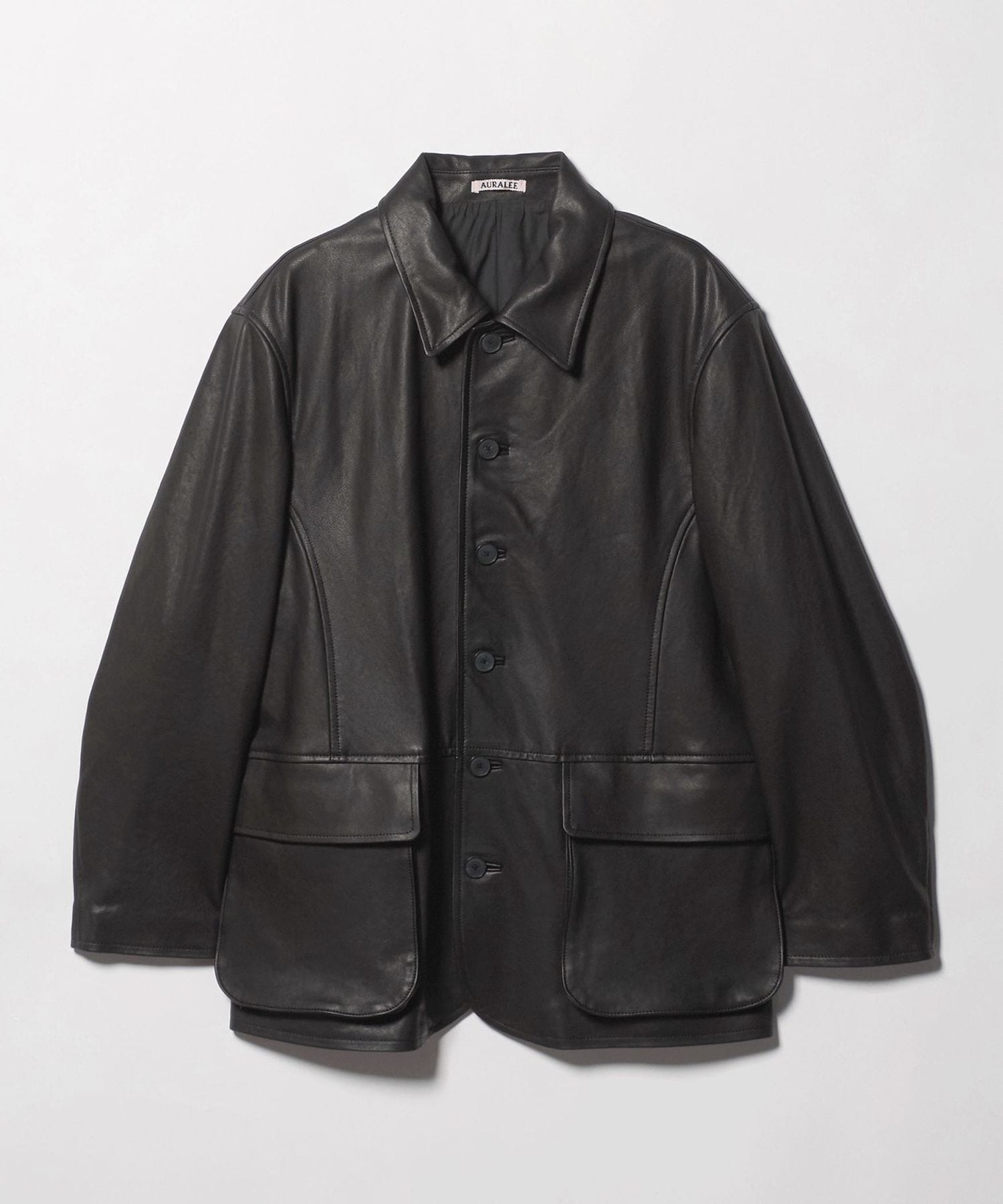 AURALEE ＞TEXTURED LAMB LEATHER BLOUSON/レザー ブルゾン