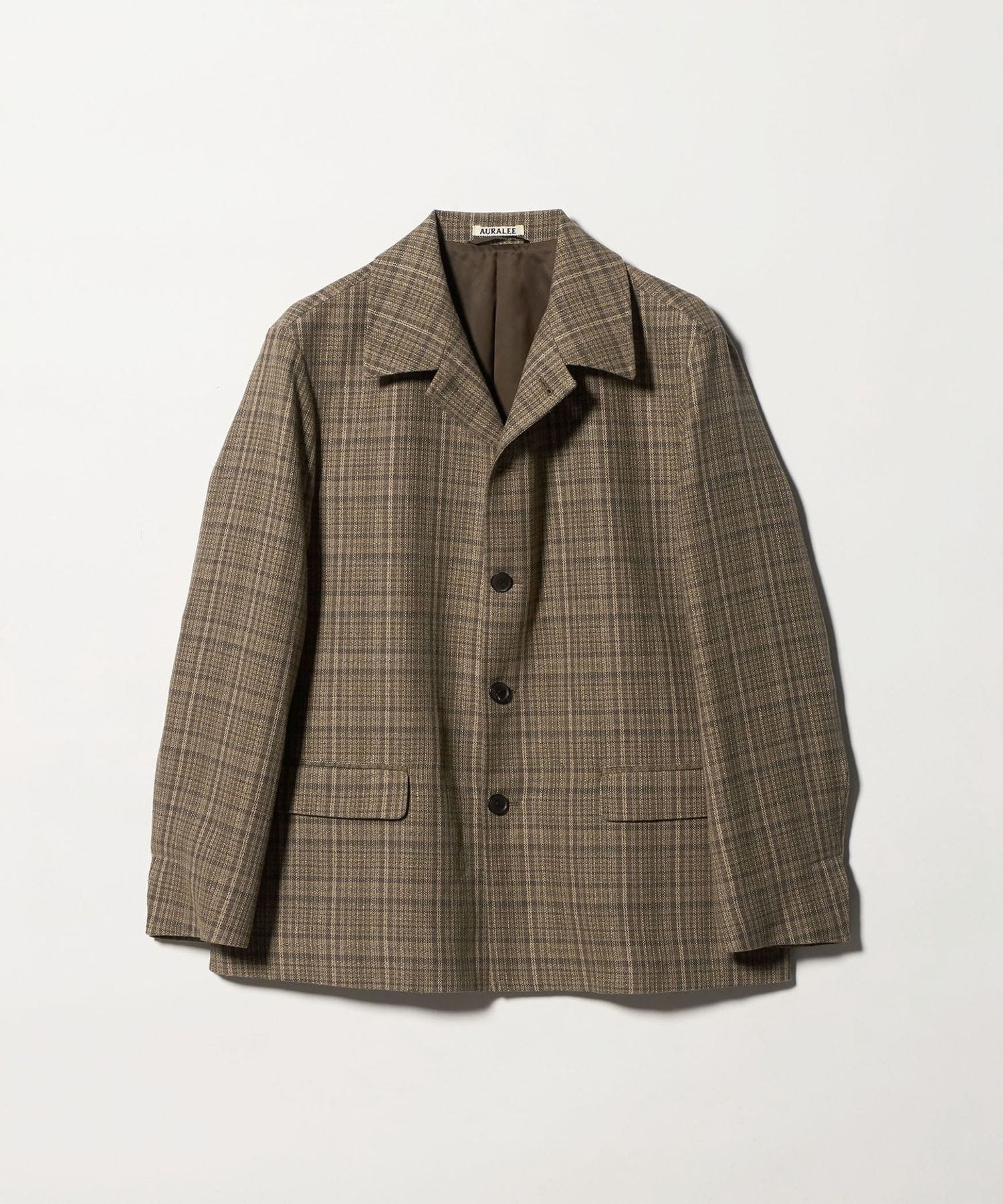 AURALEE＞SILK LINEN NEP CHECK JACKET/ネップ チェック ジャケット