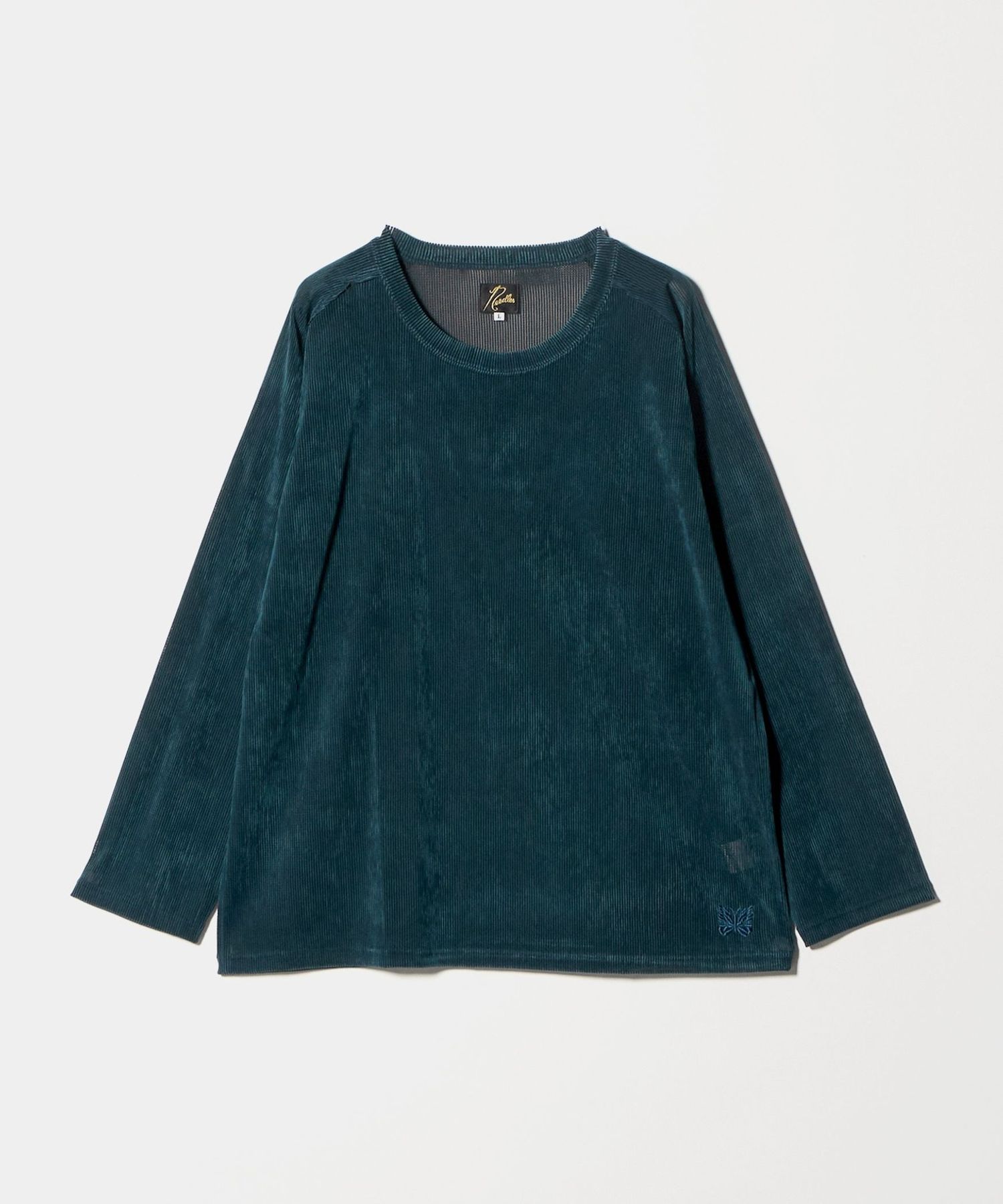 NEEDLES＞ L/S U―Neck Tee Flocked Stripe /フロックド ストライプ 
