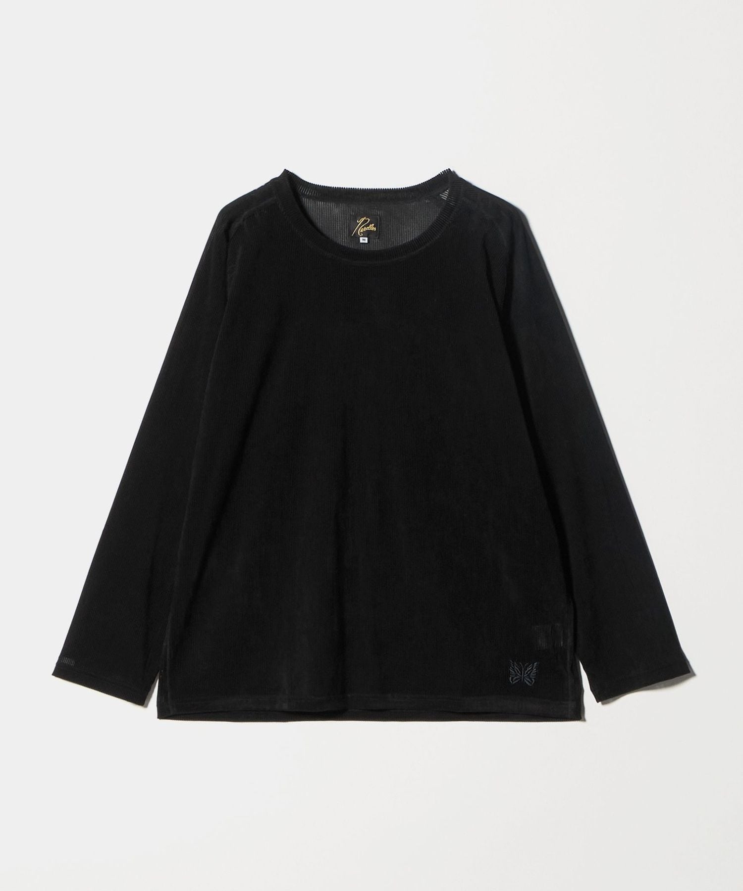 NEEDLES＞ L/S U―Neck Tee Flocked Stripe /フロックド ストライプ