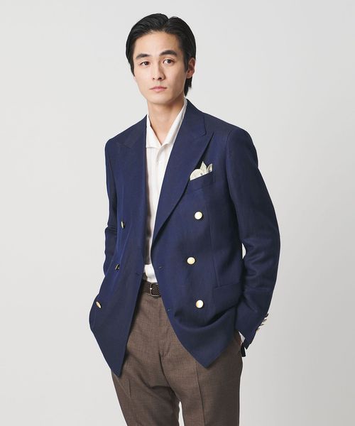 UNITED ARROWS/Vitale Barberis Canonico ウールリネン カルゼ ダブル 6ボタン ブレザー/テーラードジャケット