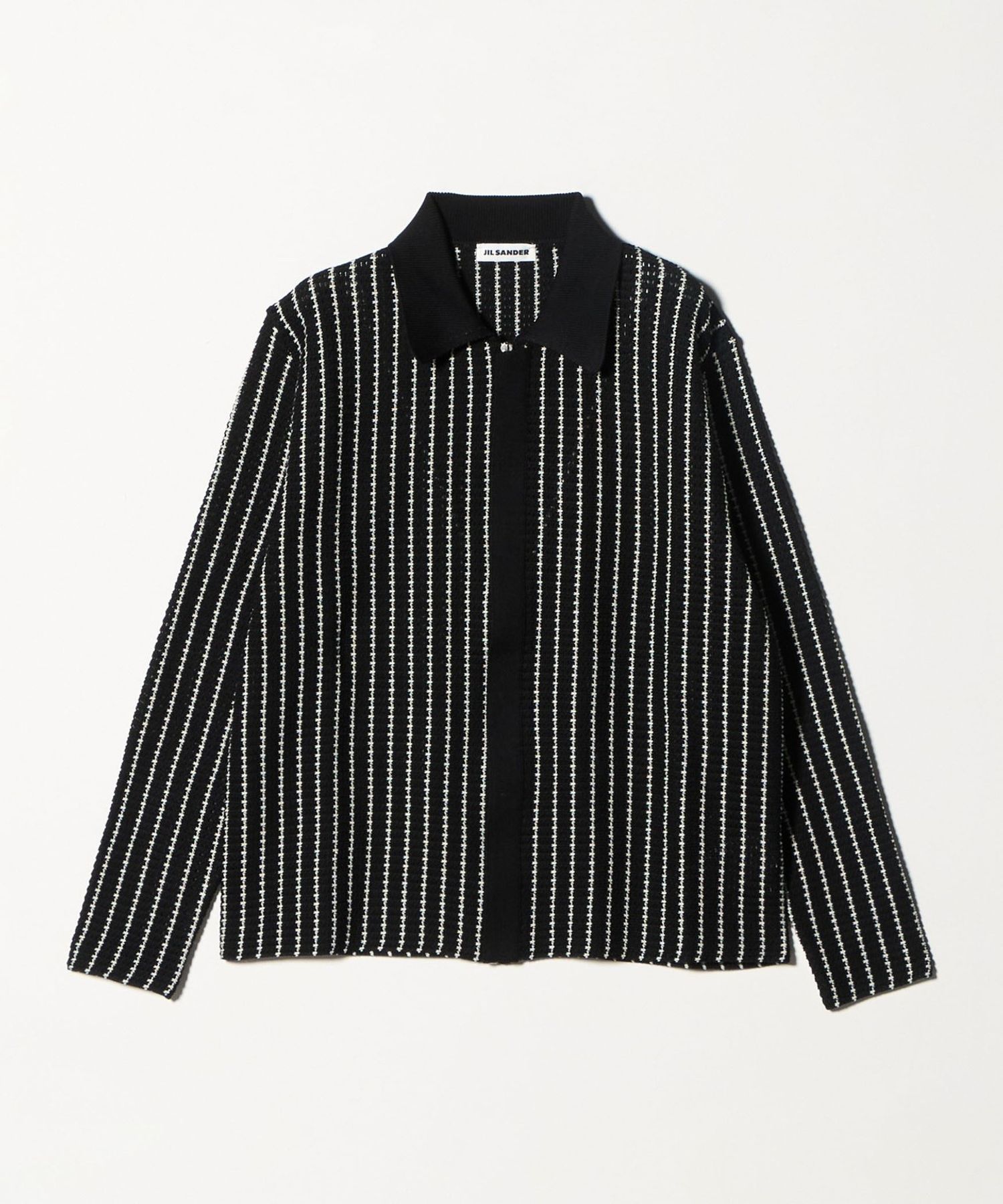 JIL SANDER＞ ストライプ ジップ ニットシャツ