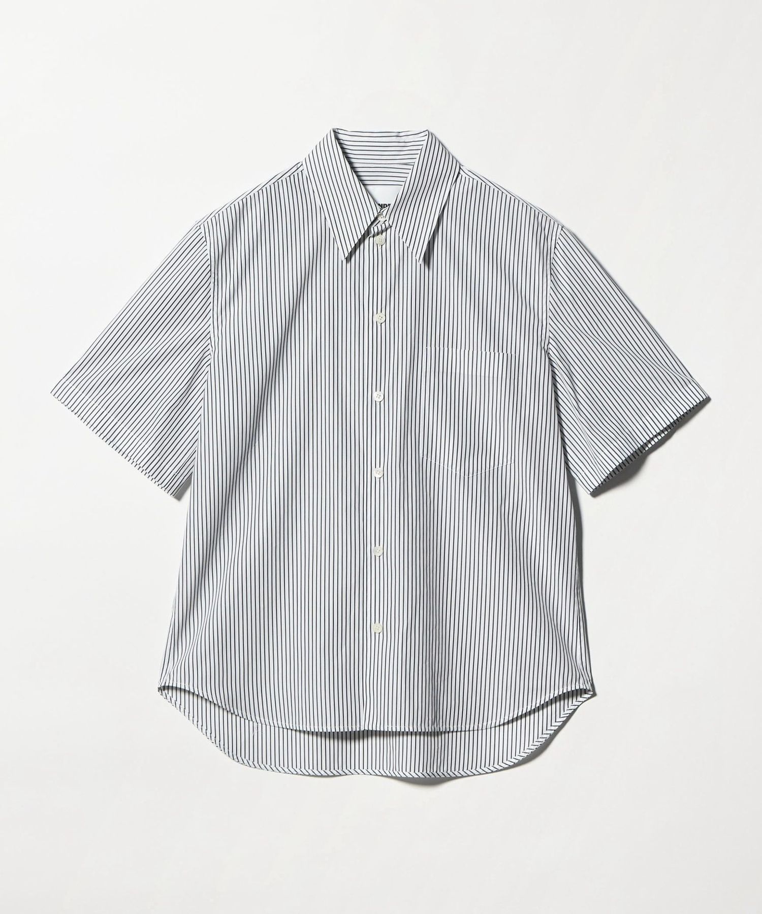 JIL SANDER＞ストライプ ショート スリーブ レギュラーカラー シャツ