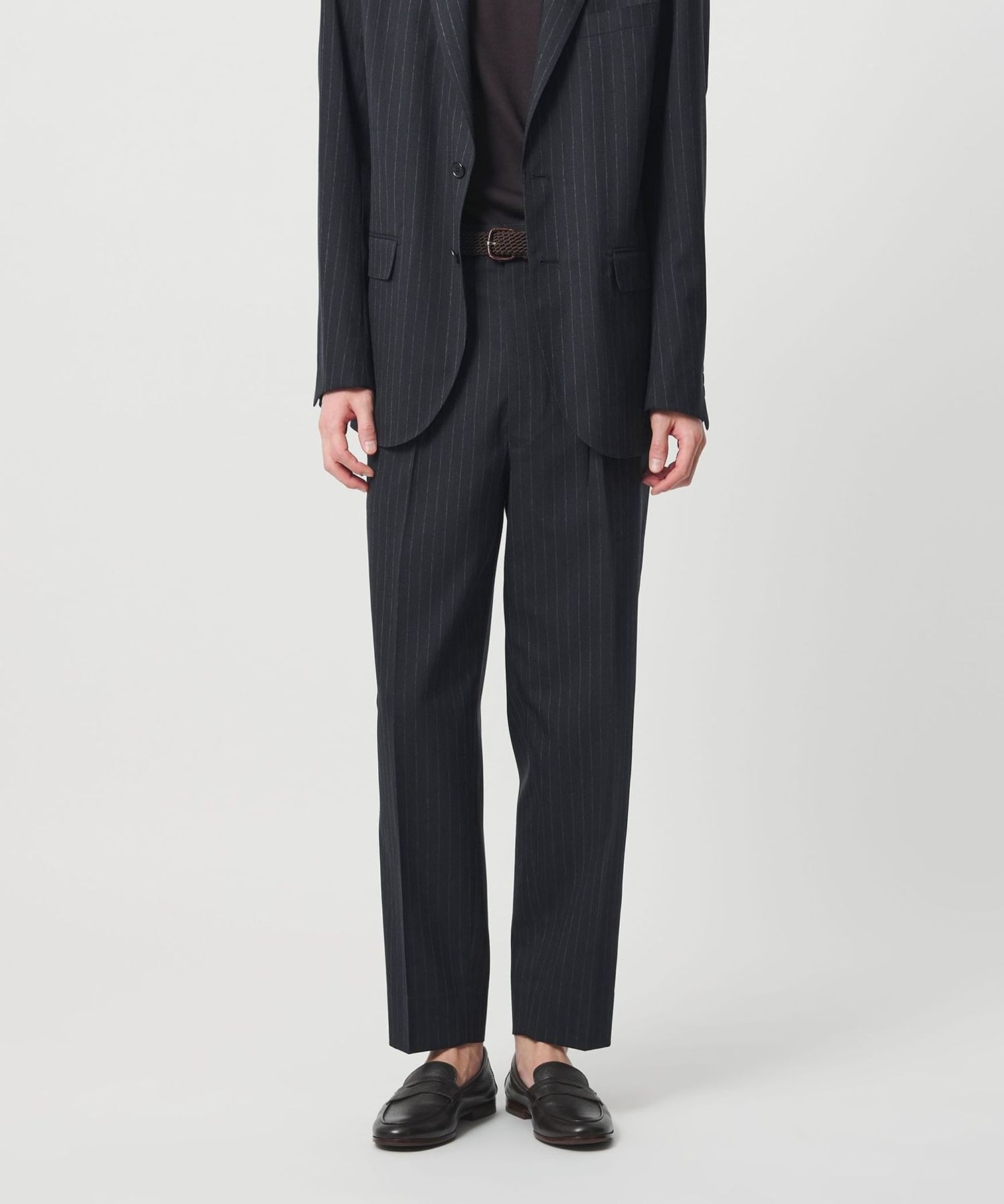 SOVEREIGN＞ チョーク ストライプ 1プリーツ スラックス RELAX MODEL