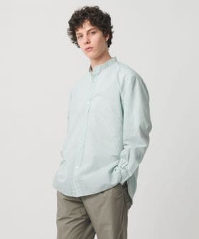 UNITED ARROWS/フェザーポプリン ストライプ バンドカラー シャツ/シャツ / ブラウス