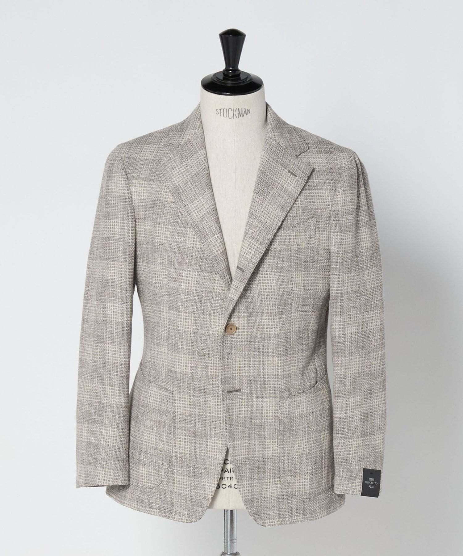 美品 TITO ALLEGRETTO シアサッカー 3Bテーラードジャケット46 TITO ALLEGRETTO＞ファンシー チェック シングル 3ボタン テーラード
