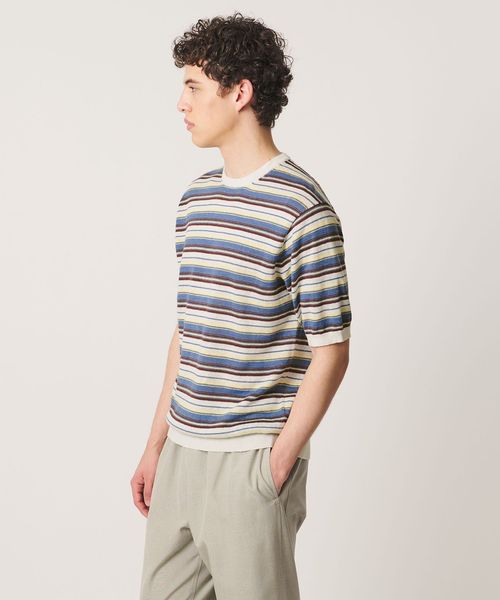 SOVEREIGN/＜SOVEREIGN＞リネン マルチボーダー ニットTシャツ/Tシャツ / カットソー