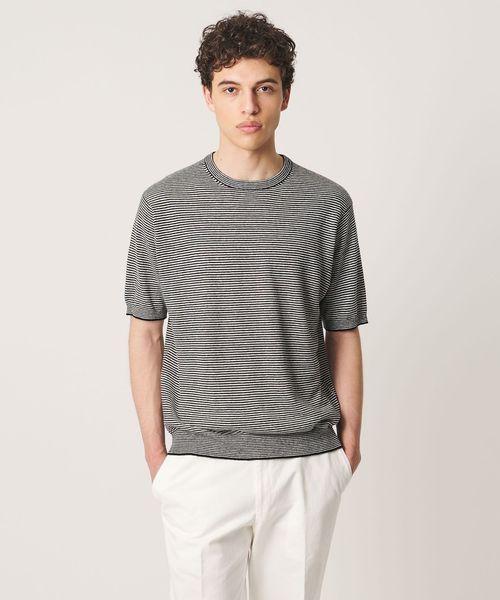 SOVEREIGN/＜SOVEREIGN＞リネン ボーダー ニットTシャツ/Tシャツ / カットソー