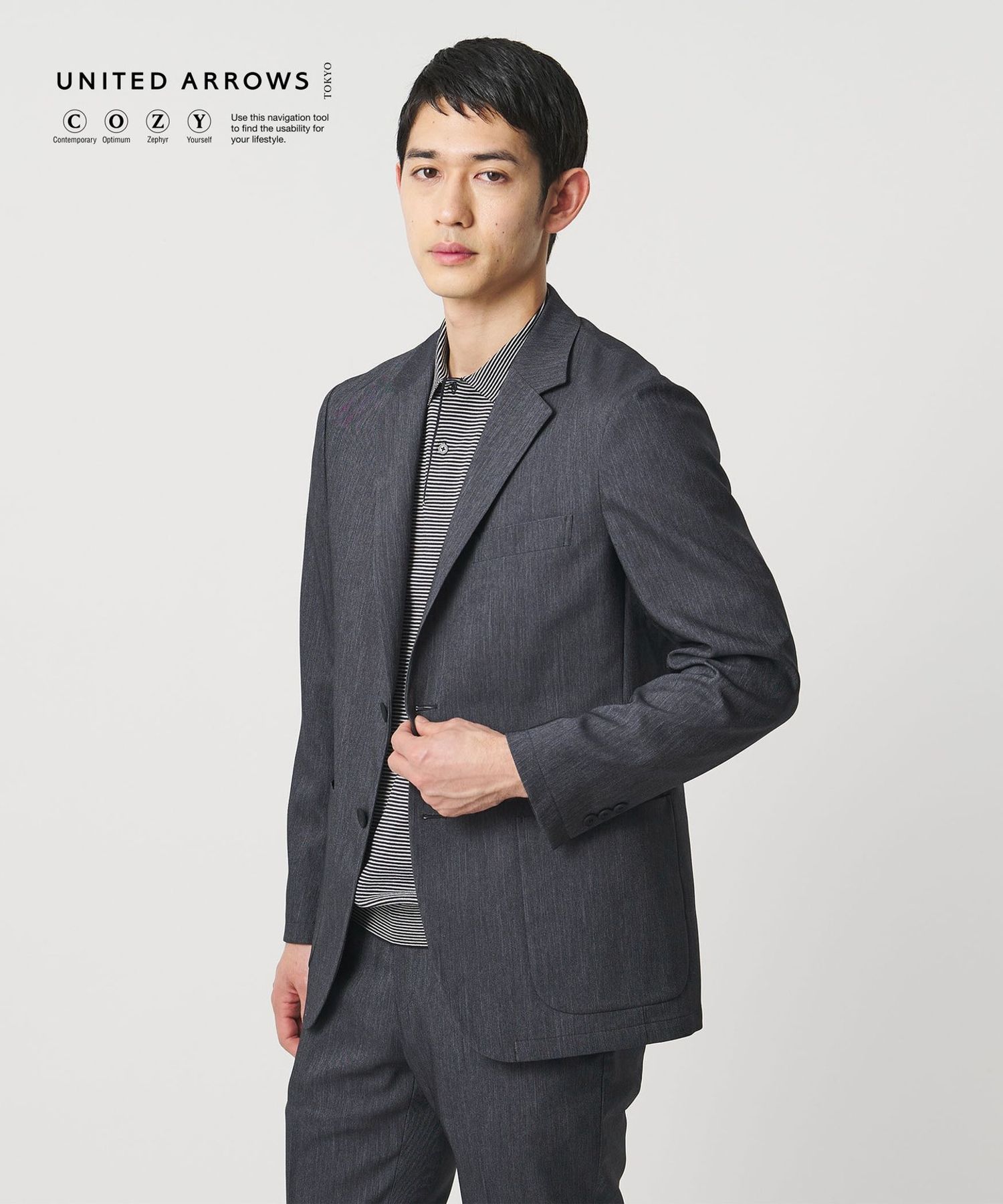 デニムライク シングル 2ボタン テーラード ジャケット UA COZY