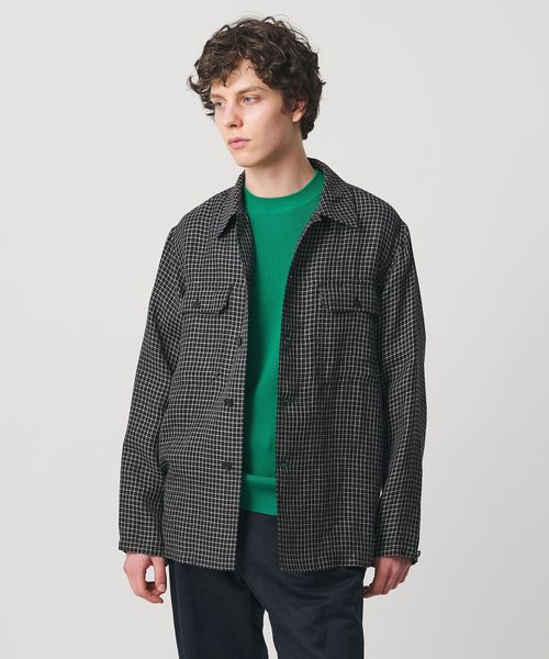 UNITED ARROWS/リネン/ナイロン チェック ユーティリティシャツ/シャツ / ブラウス