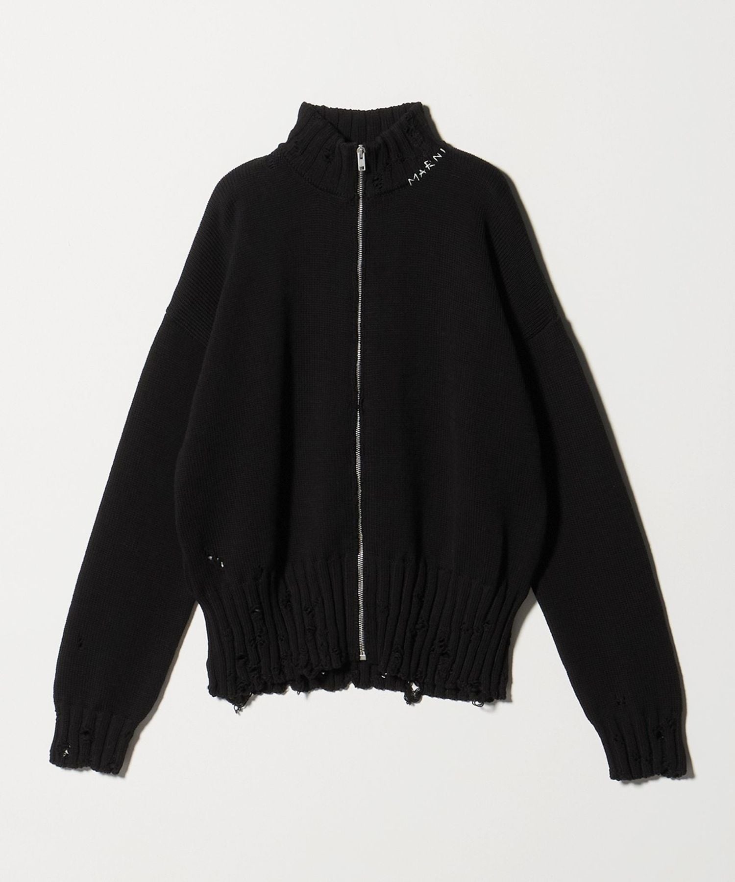 MARNI＞コットン ダメージ ジップニット