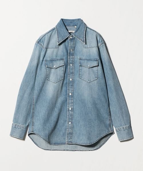 HUSBANDS/＜HUSBANDS＞WESTERN SHIRT SELVEDGE DENIM BLUE STONE WASHED/ウエスタンシャツ/シャツ / ブラウス